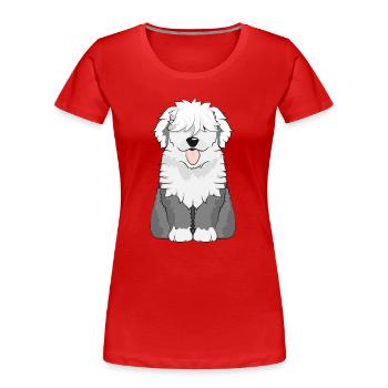 adorable Bobtail Dog - plush German Shepherd - Women's Premium Organic T-Shirt - red - Front - Mia (176cm)