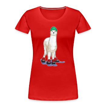 Alpaka Skifahrer Ski Wintersport - Frauen Premium Bio T-Shirt - Rot - Vorne - Mia (176cm)