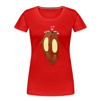 Otter Couple Christmas Hat Santa Claus - Women's Premium Organic T-Shirt - red - Front - Mia (176cm)