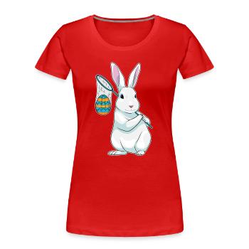 Bunny Easter Fishing - Women's Premium Organic T-Shirt - red - Front - Mia (176cm)
