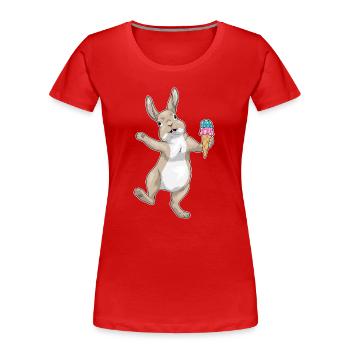 Hase Waffeleis - Frauen Premium Bio T-Shirt - Rot - Vorne - Mia (176cm)