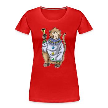 Affe Clown Clown-Hupe - Frauen Premium Bio T-Shirt - Rot - Vorne - Mia (176cm)