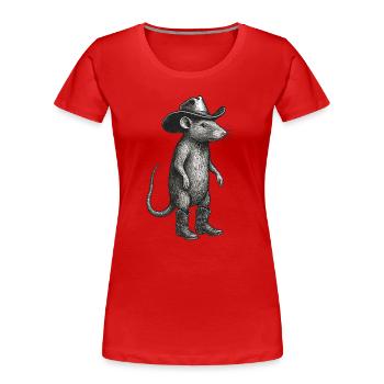 Drôle de souris Cowboy Western Life Rodeo Cult - T-shirt bio Premium Femme - rouge - Devant - Mia (176cm)