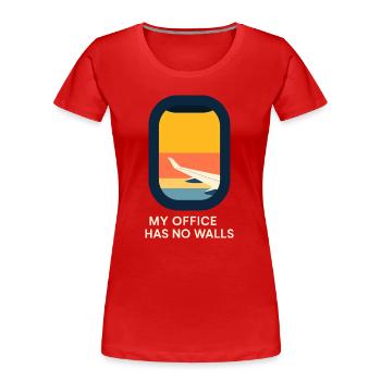 Hôtesse de l’air Personnel navigant commercial Life Aviation - T-shirt bio Premium Femme - rouge - Devant - Mia (176cm)