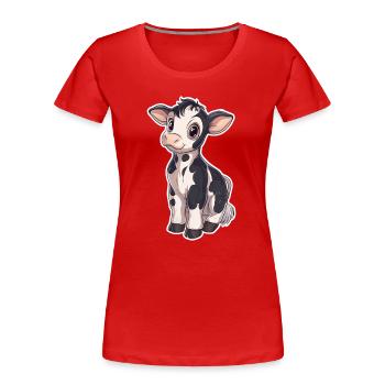 Vache - T-shirt bio Premium Femme - rouge - Devant - Mia (176cm)