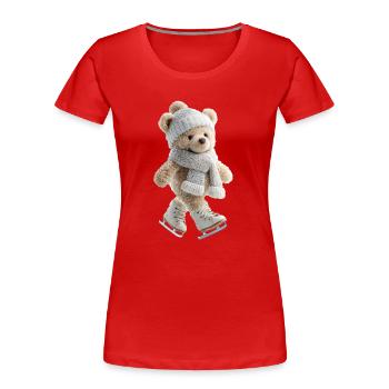 Ours en peluche glacée avec chapeau et écharpe - T-shirt bio Premium Femme - rouge - Devant - Mia (176cm)