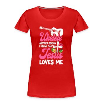 Hawaiian Ukulele Uke Jesus Faith - Frauen Premium Bio T-Shirt - Rot - Vorne - Mia (176cm)