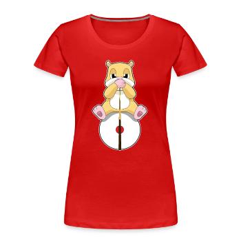 Hamster Billiard Queue Sport - Frauen Premium Bio T-Shirt - Rot - Vorne - Mia (176cm)