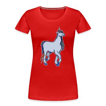 Licorne arc-en-ciel pastel - T-shirt bio Premium Femme - rouge - Devant - Mia (176cm)