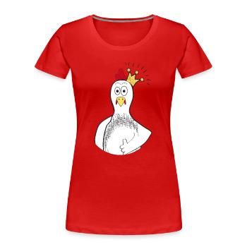 Huhn mit Krone - Frauen Premium Bio T-Shirt - Rot - Vorne - Mia (176cm)
