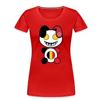 Foot Plush : Belgimy - T-shirt bio Premium Femme - rouge - Devant - Mia (176cm)