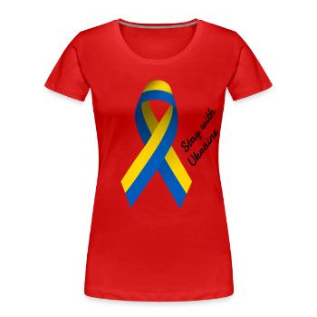 Séjour avec l’Ukraine - Boucle de paix - T-shirt bio Premium Femme - rouge - Devant - Mia (176cm)