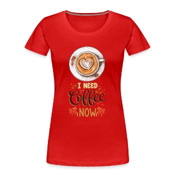 Coffee Coffee Lover Coffee Mug Barista Vintage - Women's Premium Organic T-Shirt - red - Front - Mia (176cm)