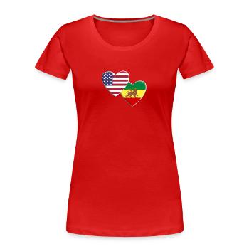 USA Amerikanische Rastafari Rastafari Flagge - Frauen Premium Bio T-Shirt - Rot - Vorne - Mia (176cm)