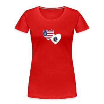 USA Amerikanische Flagge des Bundesstaates Massachusetts - Frauen Premium Bio T-Shirt - Rot - Vorne - Mia (176cm)