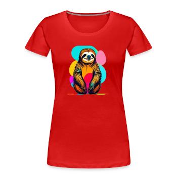 Faultier - Frauen Premium Bio T-Shirt - Rot - Vorne - Mia (176cm)