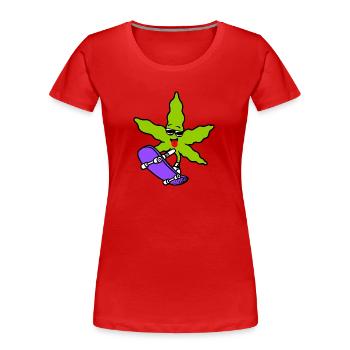 Skater Gras - Frauen Premium Bio T-Shirt - Rot - Vorne - Mia (176cm)