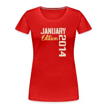 Geburtstagsgeschenk geboren im Januar 2014 - 2014 - Frauen Premium Bio T-Shirt - Rot - Vorne - Mia (176cm)