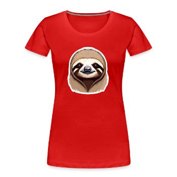 Niedlicher Faultier-Faultier-Porträtaufkleber - Frauen Premium Bio T-Shirt - Rot - Vorne - Mia (176cm)