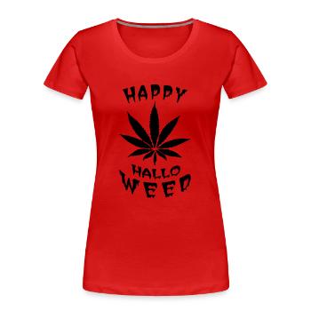 Happy Hallo Weed (1c) - Frauen Premium Bio T-Shirt - Rot - Vorne - Mia (176cm)