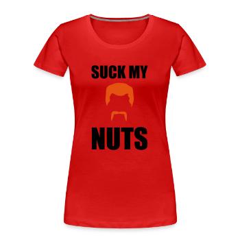 Suck my nuts - Frauen Premium Bio T-Shirt - Rot - Vorne - Mia (176cm)