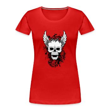 skull with wings - Women's Premium Organic T-Shirt - red - Front - Mia (176cm)