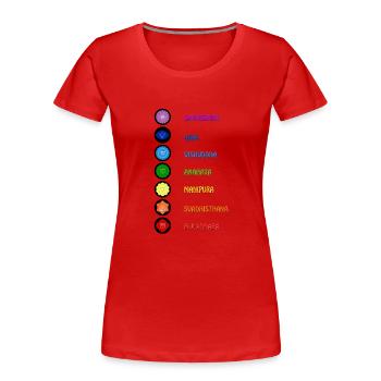 Die 7 Yoga Spiritualität Chakren - Frauen Premium Bio T-Shirt - Rot - Vorne - Mia (176cm)