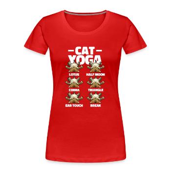 Chat Yoga Chat Chat Amoureux Méditation Fun Fun - T-shirt bio Premium Femme - rouge - Devant - Mia (176cm)