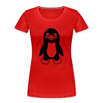 Drôle de sourires de pingouins drôles - T-shirt bio Premium Femme - rouge - Devant - Mia (176cm)