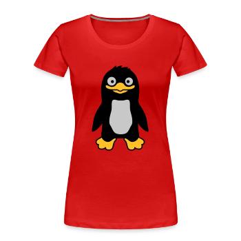 Drôle de sourires de pingouins drôles - T-shirt bio Premium Femme - rouge - Devant - Mia (176cm)