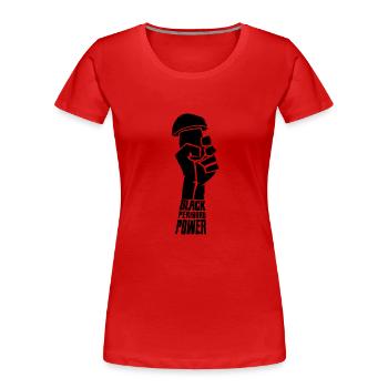Schwarzer Perigord Power - Frauen Premium Bio T-Shirt - Rot - Vorne - Mia (176cm)