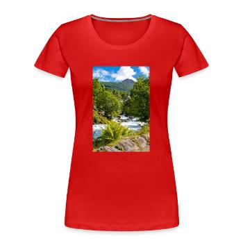 Geiranger panorama Storseterfossen Norwegen - Frauen Premium Bio T-Shirt - Rot - Vorne - Mia (176cm)