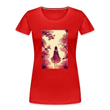 Manga Girl - T-shirt bio Premium Femme - rouge - Devant - Mia (176cm)