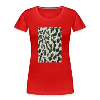 Motif de traits verts épais - T-shirt bio Premium Femme - rouge - Devant - Mia (176cm)