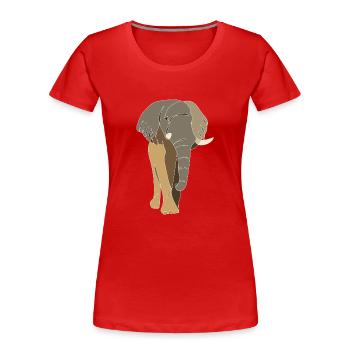 Lineart éléphant, coloré - T-shirt bio Premium Femme - rouge - Devant - Mia (176cm)