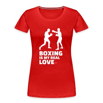 J’aime la boxe pour tous les boxeurs et les amateurs de boxe. - T-shirt bio Premium Femme - rouge - Devant - Mia (176cm)