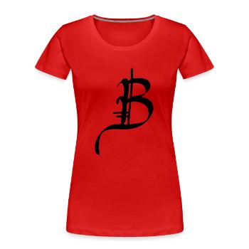 B - Women's Premium Organic T-Shirt - red - Front - Mia (176cm)
