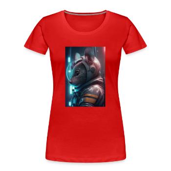 Mouse in space - Women's Premium Organic T-Shirt - red - Front - Mia (176cm)