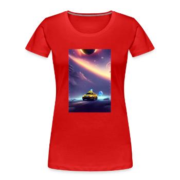 Cool Space Taxi auf Reisen durch das Universum - Frauen Premium Bio T-Shirt - Rot - Vorne - Mia (176cm)
