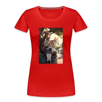Anime Manga Katze Frau Geschenkidee - Frauen Premium Bio T-Shirt - Rot - Vorne - Mia (176cm)