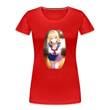 Senpai Schoolgirl - Women's Premium Organic T-Shirt - red - Front - Mia (176cm)