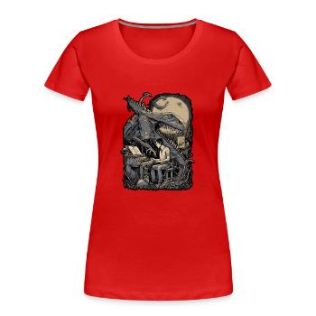 Jetzt bin ich an der Reihe, die Monster zu verjagen - Frauen Premium Bio T-Shirt - Rot - Vorne - Mia (176cm)