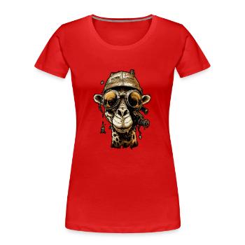 Pilot fun giraffe with glasses on his forhead - T-shirt bio Premium Femme - rouge - Devant - Mia (176cm)