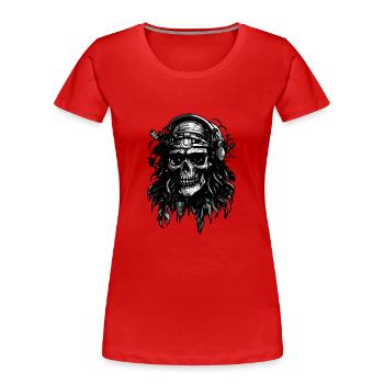 Helmet Pilot skull head, Digital Illustration, - Women's Premium Organic T-Shirt - red - Front - Mia (176cm)