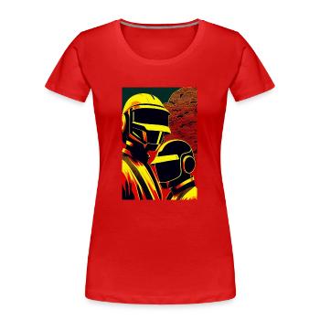 dans le style d’une gravure sur bois 2 - T-shirt bio Premium Femme - rouge - Devant - Mia (176cm)