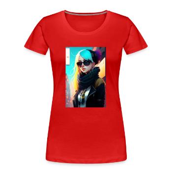 Sehr detailliertes Porträt einer Emo-Punk-Frau aus der Kanalisation - Frauen Premium Bio T-Shirt - Rot - Vorne - Mia (176cm)