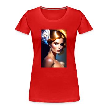 Ange - T-shirt bio Premium Femme - rouge - Devant - Mia (176cm)