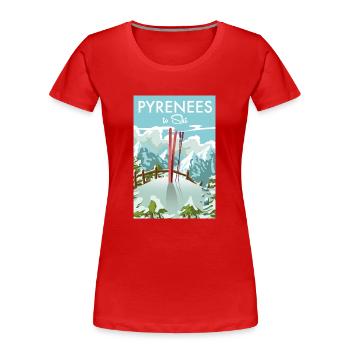 Pyrenees To Ski beautiful retro or vintage cartoon - Women's Premium Organic T-Shirt - red - Front - Mia (176cm)