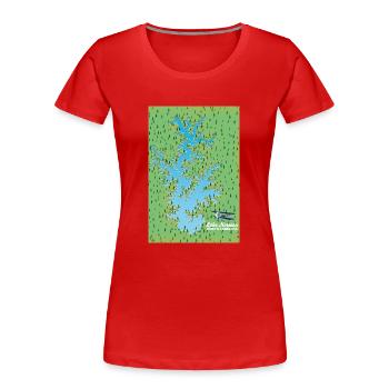 Lake Norman South Carolina retro map - Women's Premium Organic T-Shirt - red - Front - Mia (176cm)