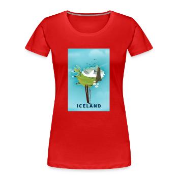 Karte von Island Skikarte - Frauen Premium Bio T-Shirt - Rot - Vorne - Mia (176cm)